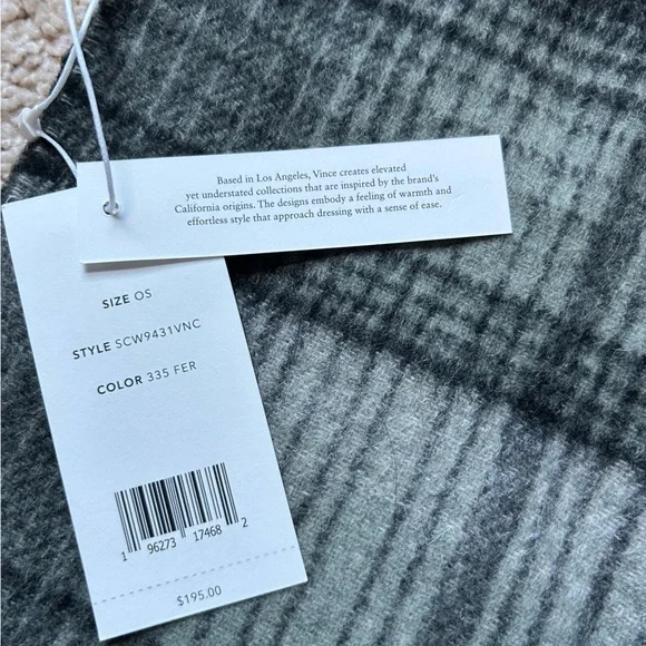 TODAY ONLY Vince Merino Wool Cashmere Classic Plaid Scarf/ Christmas Gift - Picture 5 of 10